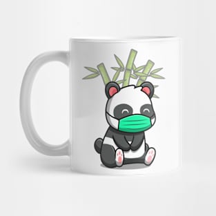 Cute Panda Sitting And Wearing Mask Mug